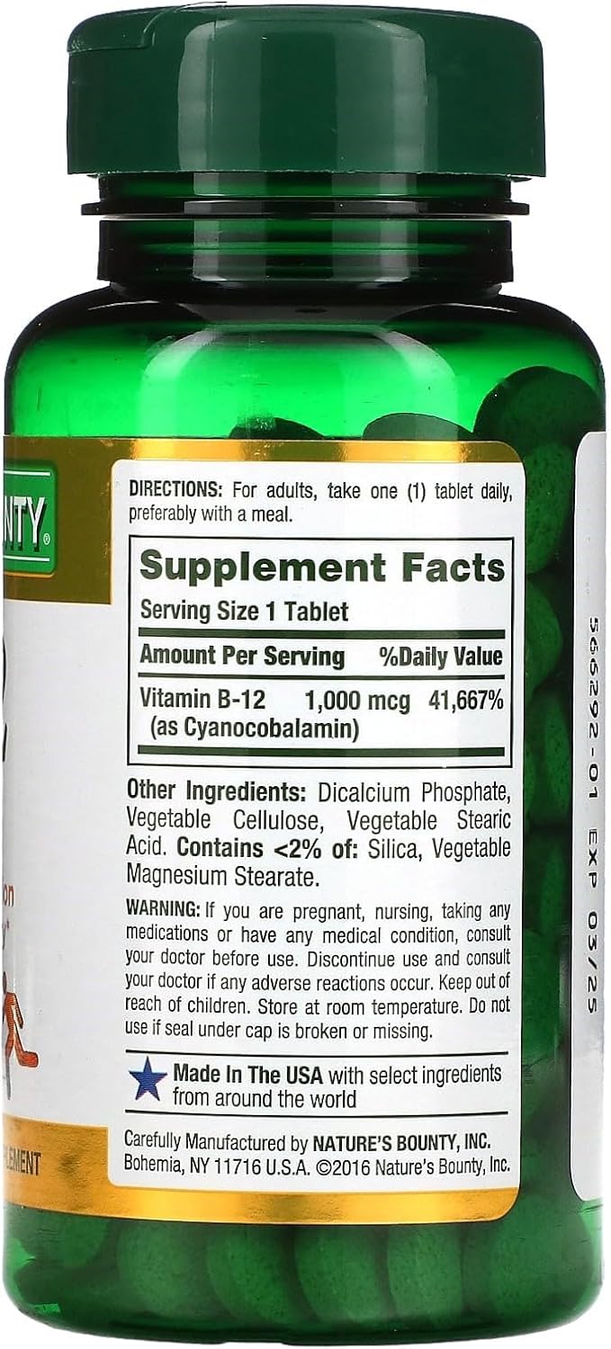 Nature's Bounty Vitamin B-12 1000 mcg Tablets - 400 Count Pack