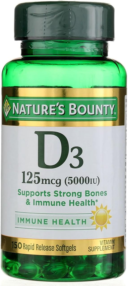 Nature's Bounty Vitamin D 5000 IU Softgels - 100 Count