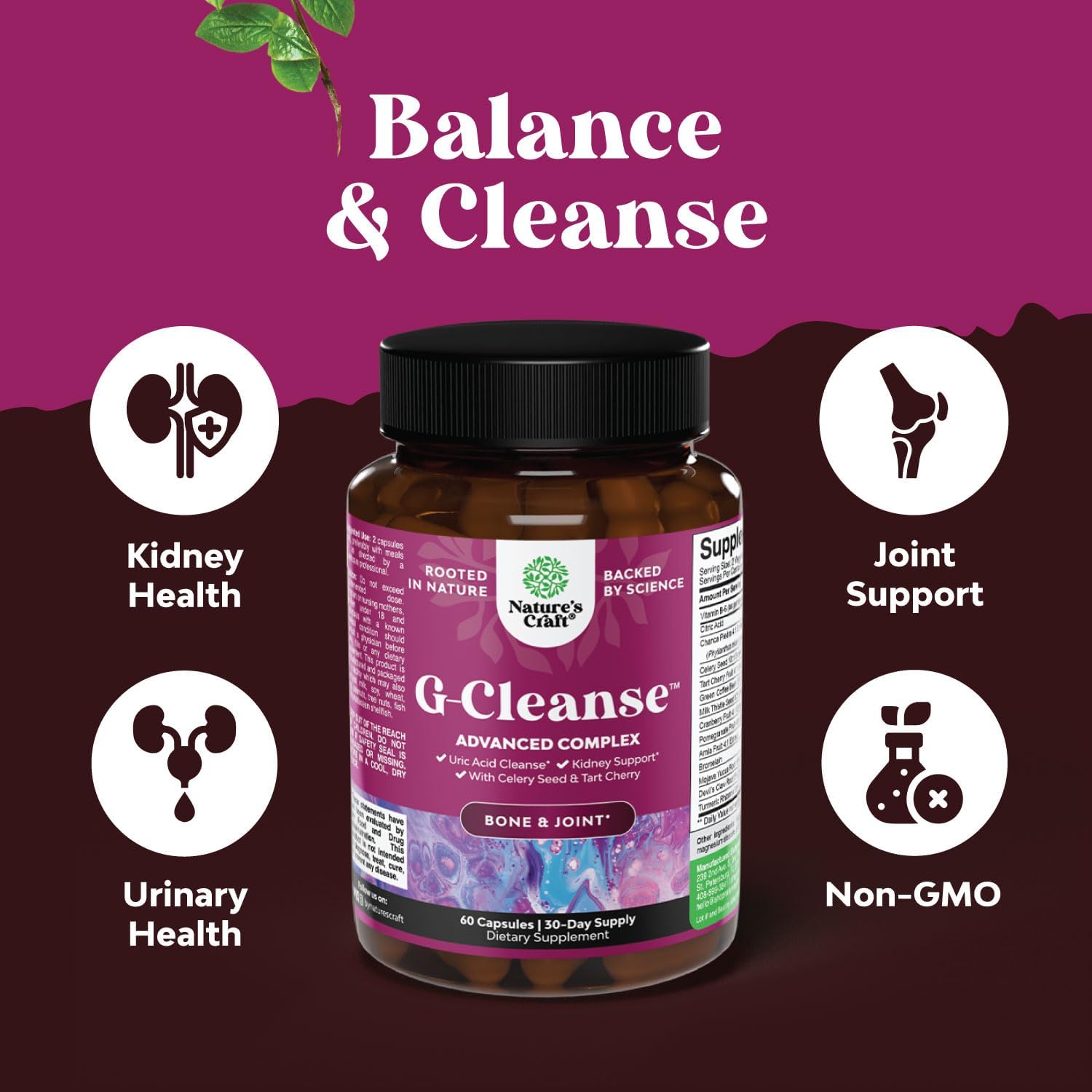 Natures Craft Bundle: GCleanse Uric Acid & Antarctic Krill Oil - Liver & Kidney Detox - High Absorption Omega 3 Supplement