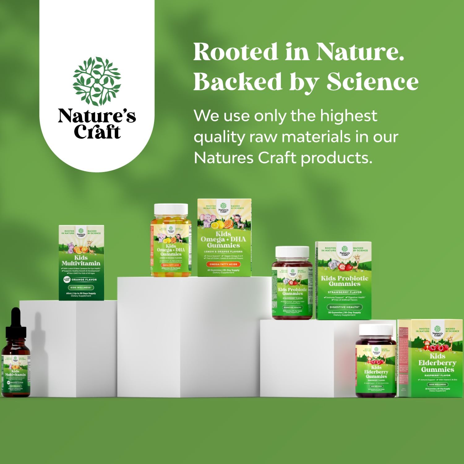 Natures Craft Kids Plant Based Multivitamin Gummies - Immunity Support with Vitamins A C D3 E B, Zinc - Gelatin-Free, Gluten-Free, Non-GMO - 120ct