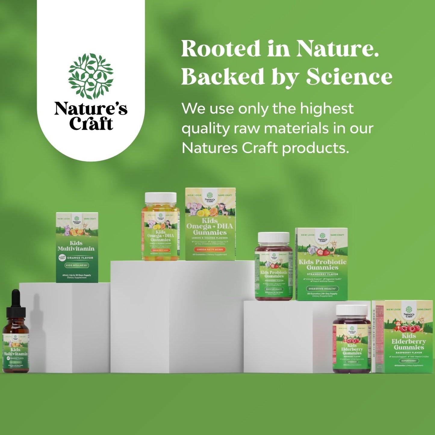 Natures Craft Kids Plant-Based Multivitamin Gummies - Immunity Support with Vitamins A, C, D3, E, B, Zinc - 180ct Gluten-Free Non-GMO Formula