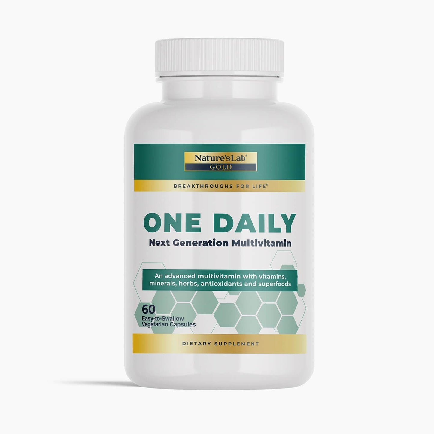 Nature's Lab Gold One Daily Multivitamin - 19 Essential Vitamins & Minerals with Vitamin C, D3, Zinc - 60 Capsules