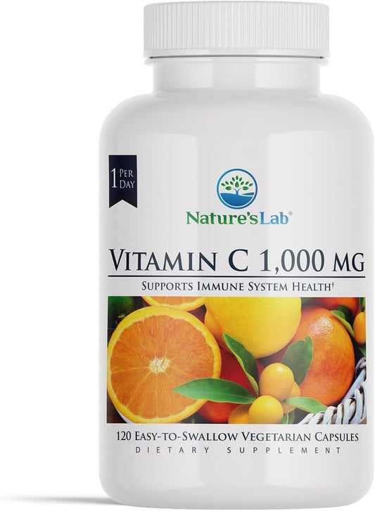 Nature's Lab Vitamin C 1000mg Per Capsule -Supports Immune System Health, 120 Count (Pack of 1)
