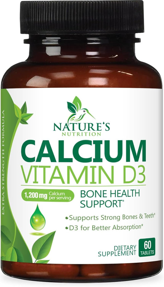 Nature's Nutrition Calcium 1200mg with Vitamin D3 - Bone & Teeth Support - 60 Tablets