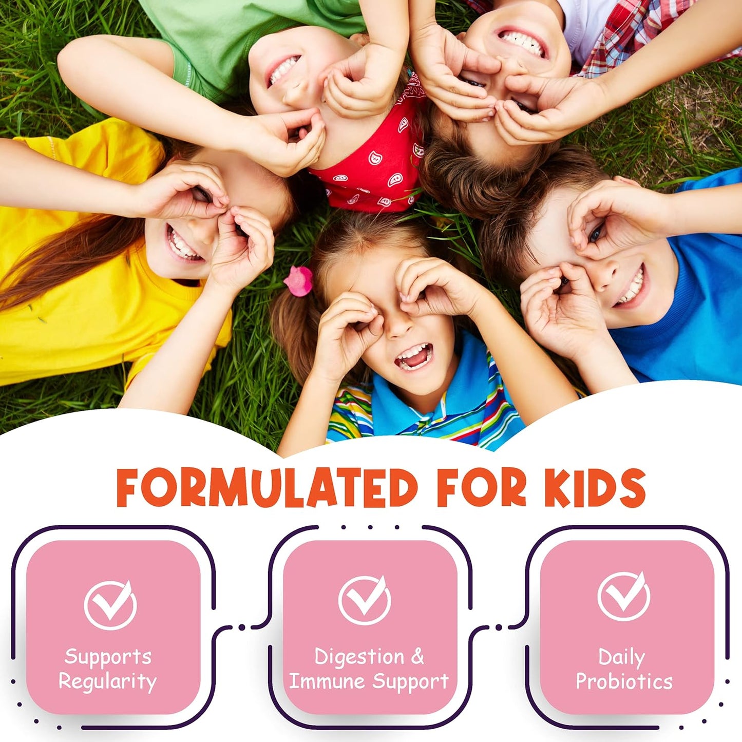 Nature's Own Kids Probiotic Gummies - 6 Strains for Digestive & Immune Health - Chewable Supplement - 60 Gummies