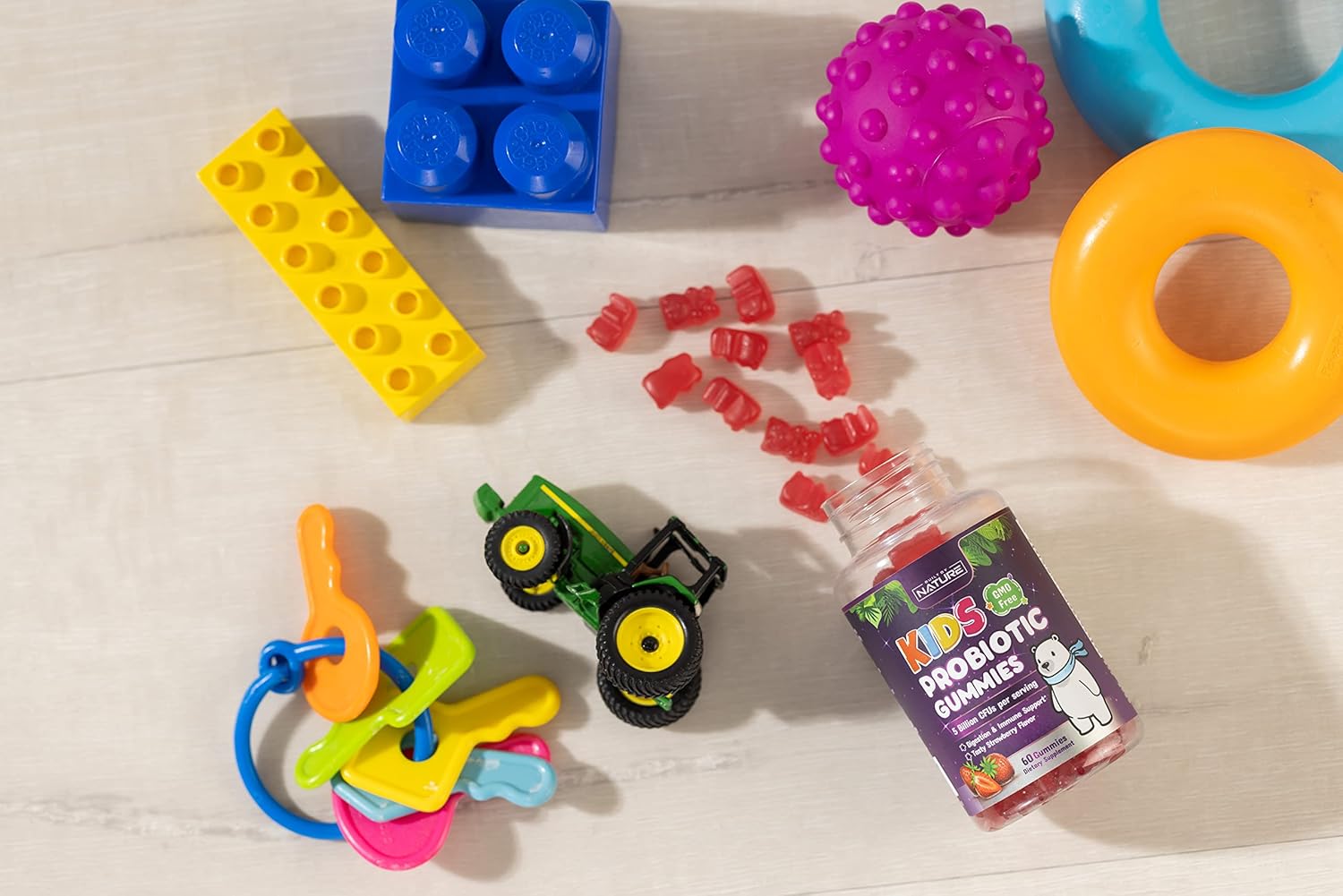 Nature's Own Kids Probiotic Gummies - 6 Strains for Digestive & Immune Health - Chewable Supplement - 60 Gummies