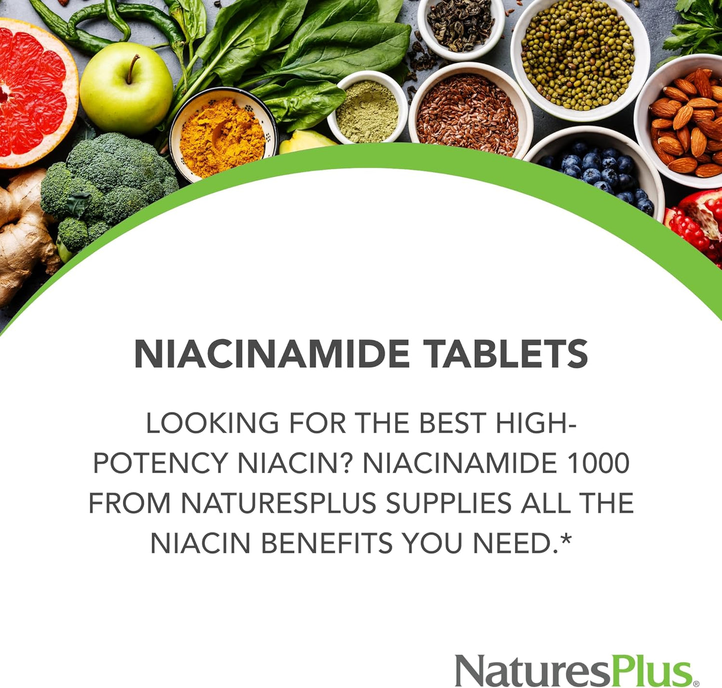 Natures Plus 1000 mg Niacinamide Tablets - 90 Count Bottle