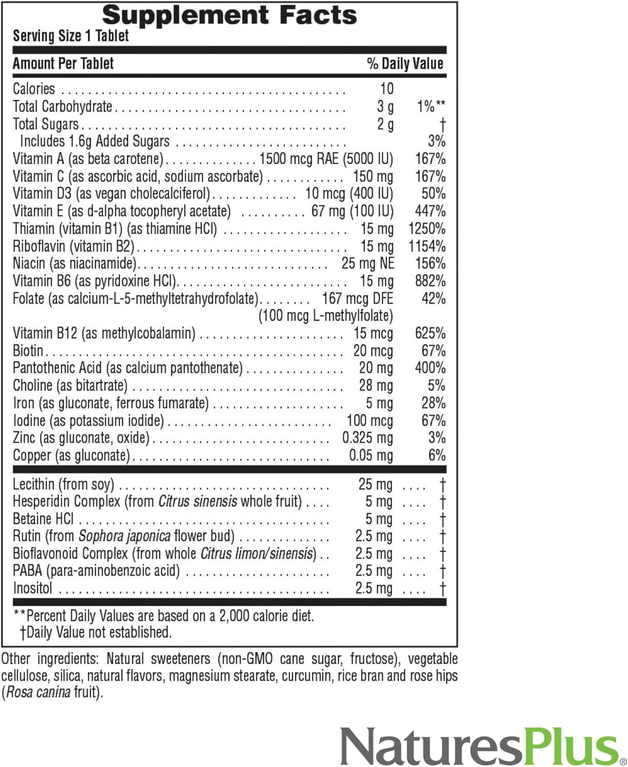 Natures Plus Adult's Chewable Multivitamin - 180 Vegetarian Pineapple Tablets - Whole Foods Supplement for Energy & Health - Gluten-Free - 180 Servings