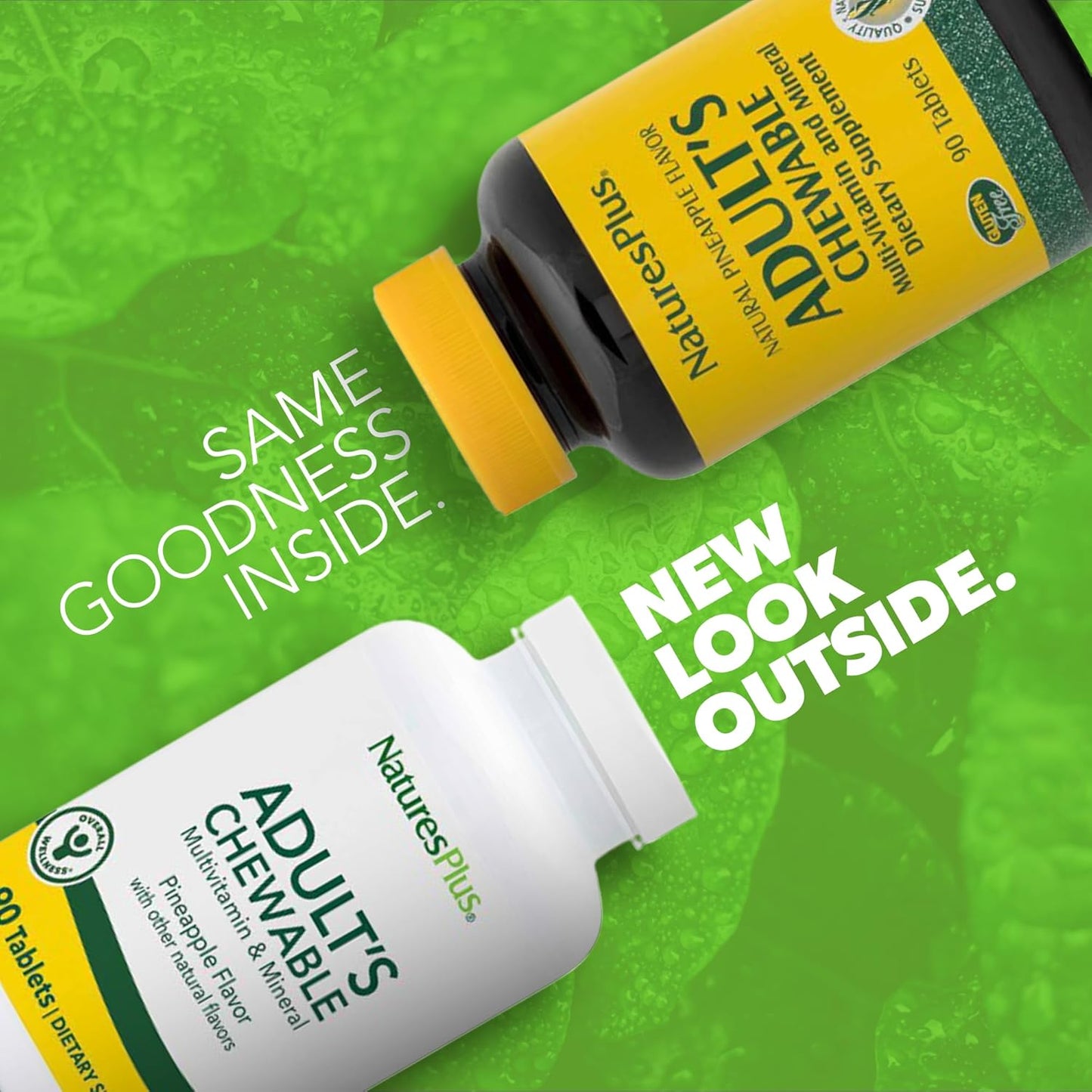 Natures Plus Adult's Pineapple Chewable Multivitamin - 90 Vegetarian Tablets - Natural Whole Foods for Energy & Health - Gluten-Free