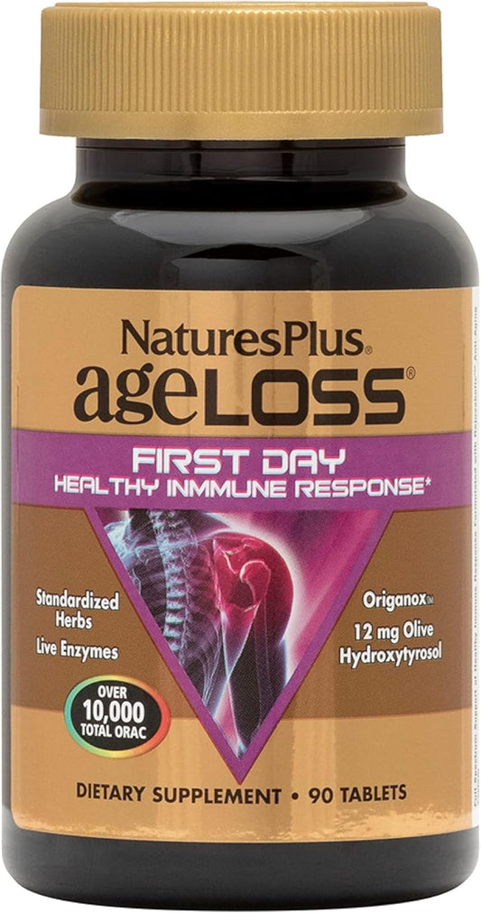Natures Plus AgeLoss First Day Immune Support Tablets - 90 Count - Vegetarian, Gluten Free - 30 Day Supply
