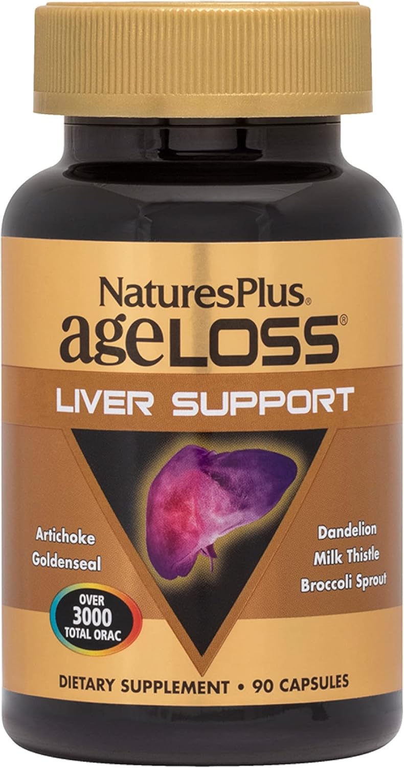 Natures Plus AgeLoss Liver Support Capsules - 90 Count - Artichoke, Milk Thistle, Choline - Vegetarian, Gluten Free - 30 Day Supply