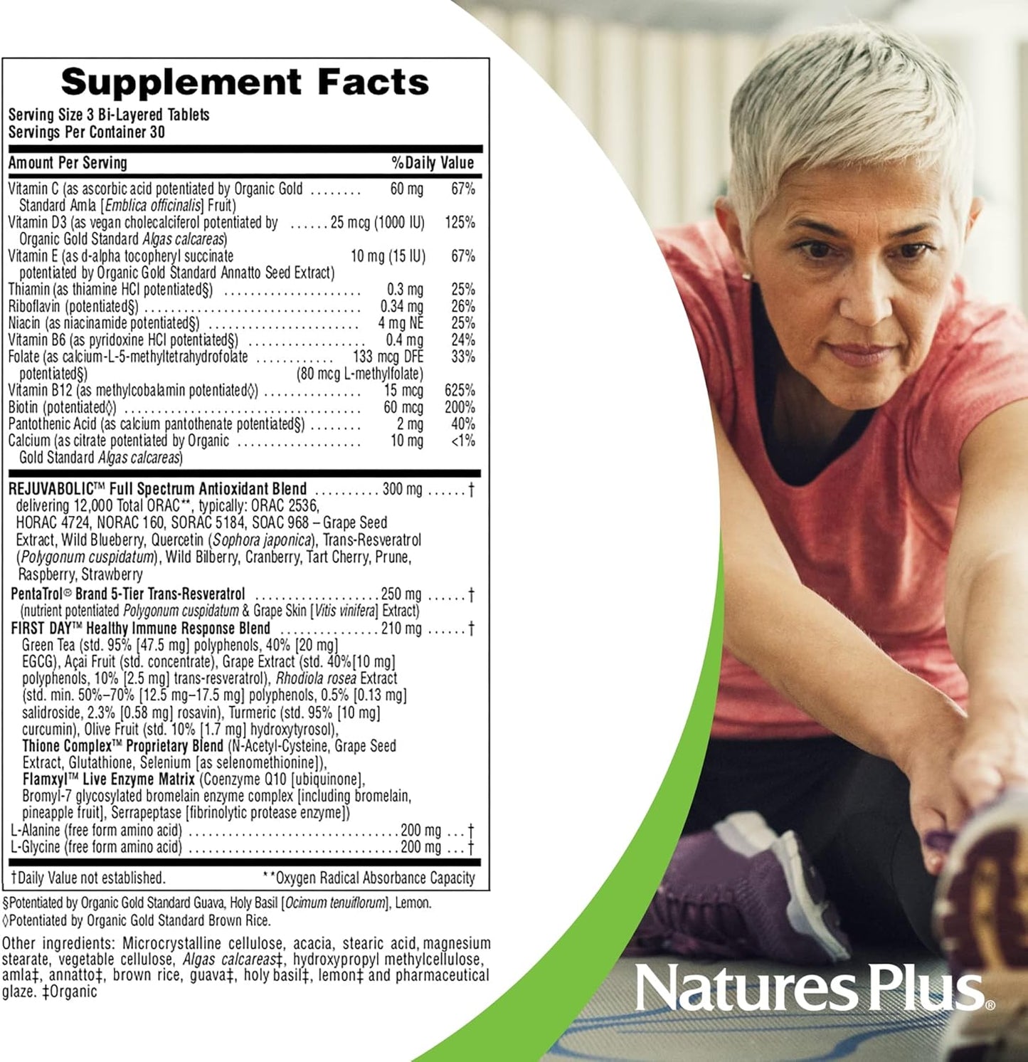 Natures Plus AgeLoss REJUVABOLIC Resveratrol Anti-Aging Complex 90 Tablets Vegan Gluten-Free