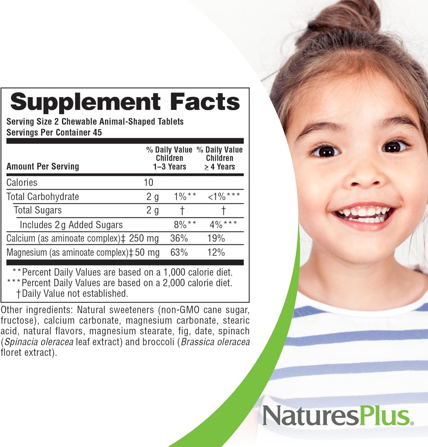 Natures Plus Animal Parade Calcium Chewable Tablets - Vanilla Sundae Flavor, Vegan & Gluten Free - Supports Bone Health - 90 Servings