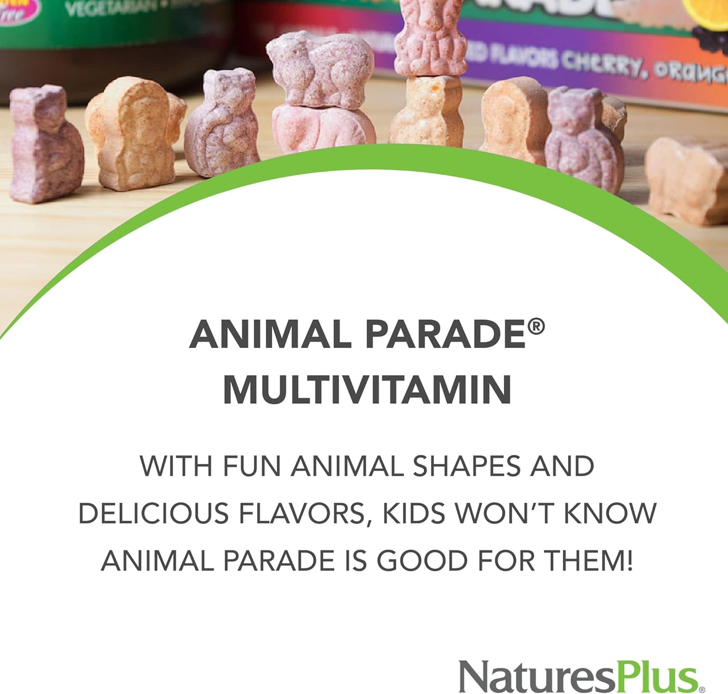 Natures Plus Animal Parade Children's Chewable Multivitamin - Orange Flavor - 180 Tablets - Vegetarian & Gluten-Free - Promotes Health