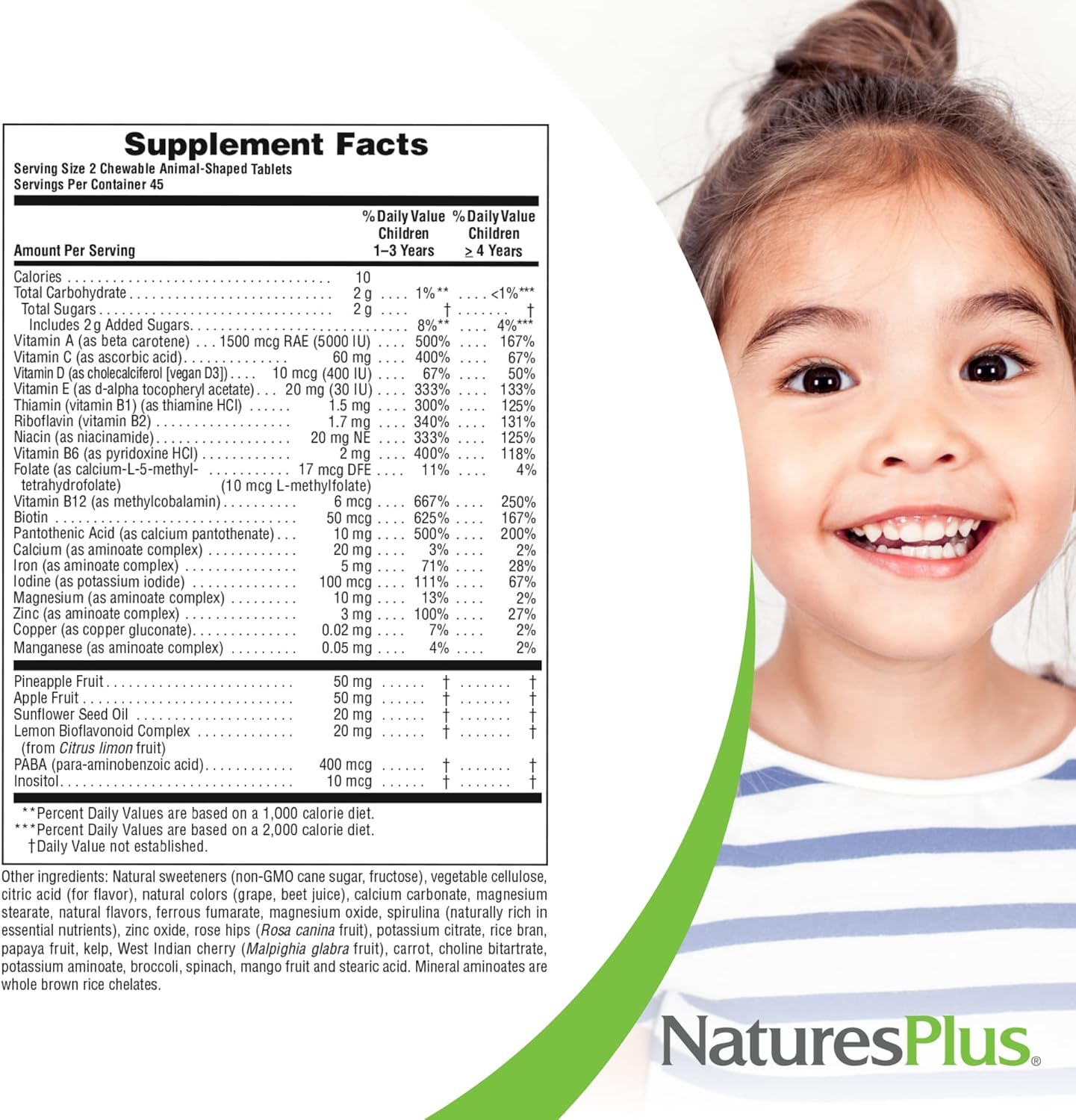 Natures Plus Animal Parade Children's Chewable Multivitamin - Grape Flavor - 90 Animal-Shaped Tablets - Vegetarian & Gluten-Free - Supports Health & Wellness - 45 Servings