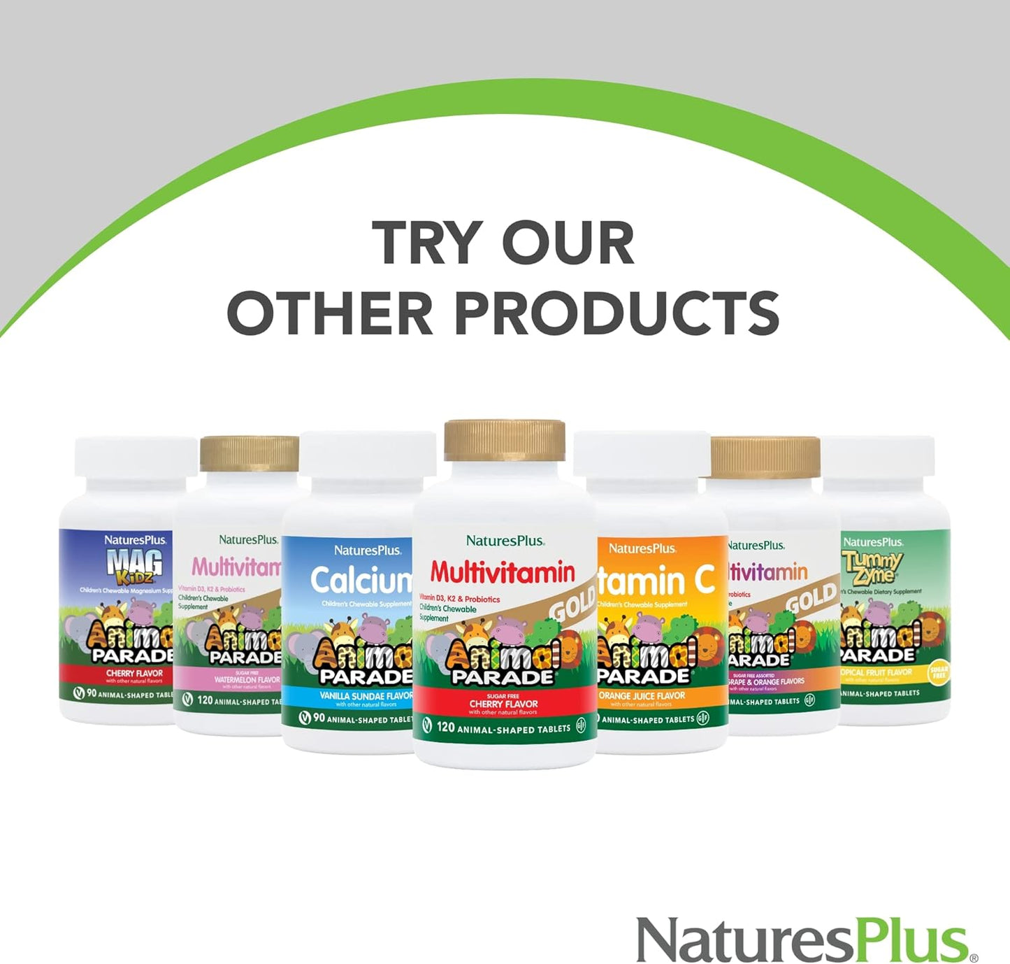 Natures Plus Animal Parade Children's Chewable Multivitamin - Orange Flavor - 180 Tablets - Vegetarian & Gluten-Free - Promotes Health