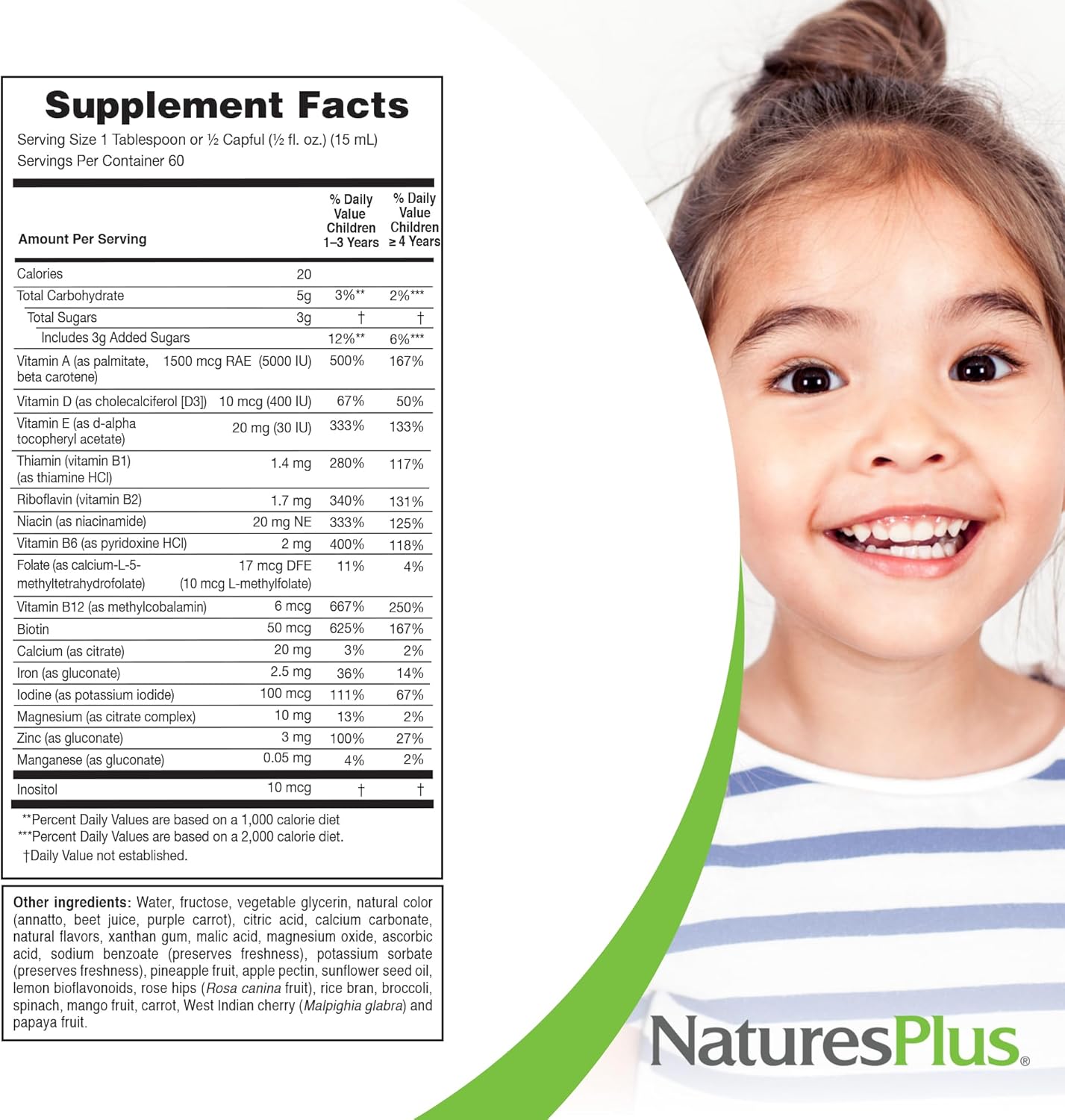Natures Plus Animal Parade Children's Liquid Multivitamin - Tropical Berry Flavor - 30 fl oz - Whole Food Supplement - Vegetarian - 60 Servings