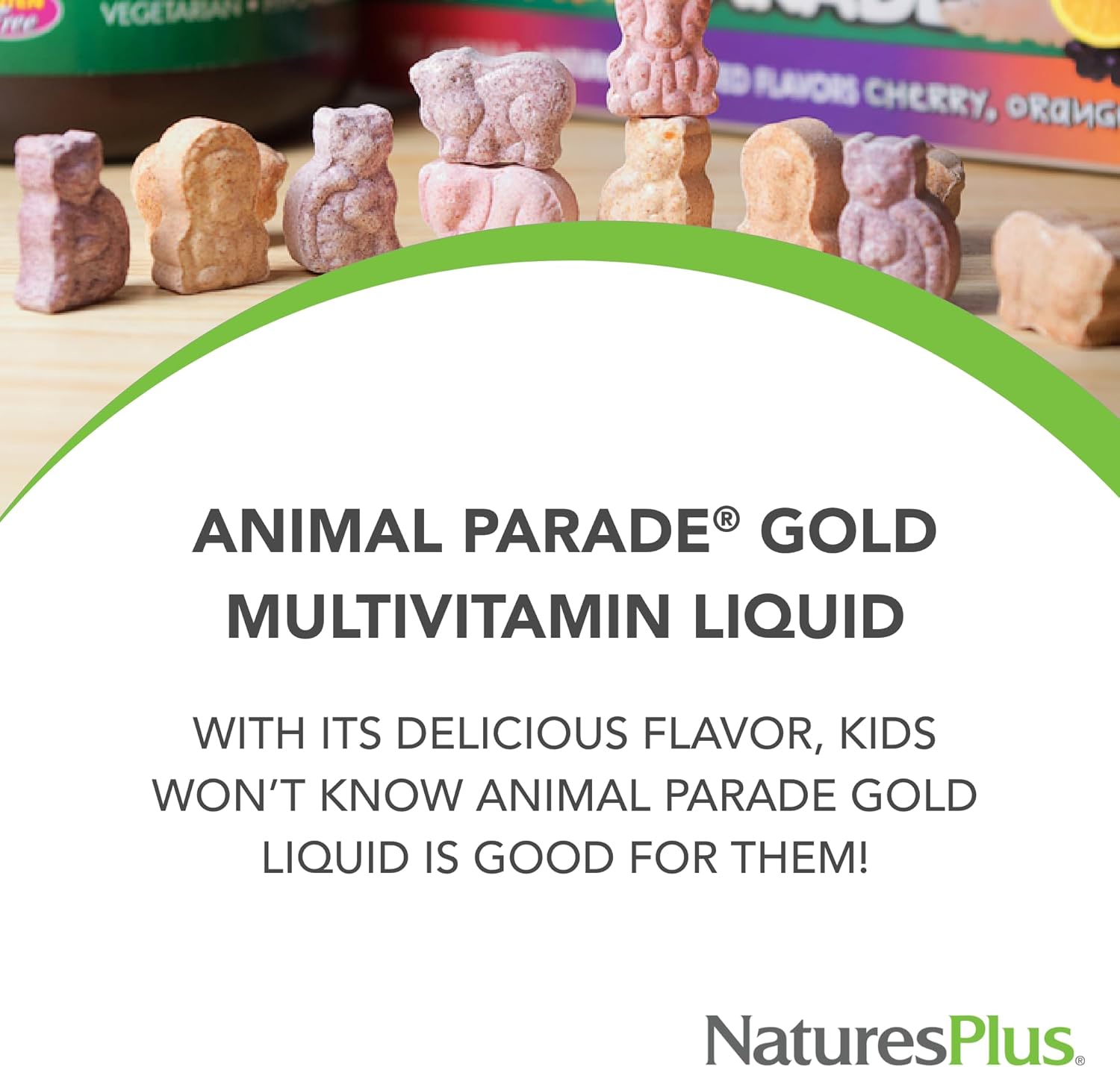 Natures Plus Animal Parade Gold Children's Liquid Multivitamin 32 fl oz - 2 Pack - Tropical Berry - Gluten Free, Vegan - 64 Servings