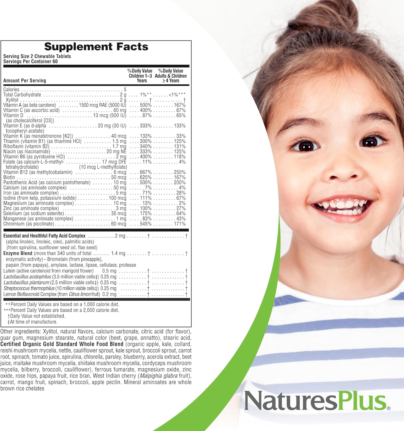 Natures Plus Animal Parade Gold Children's Multivitamin - Assorted Fruit Flavors - 240 Chewable Tablets - Vegan & Gluten Free