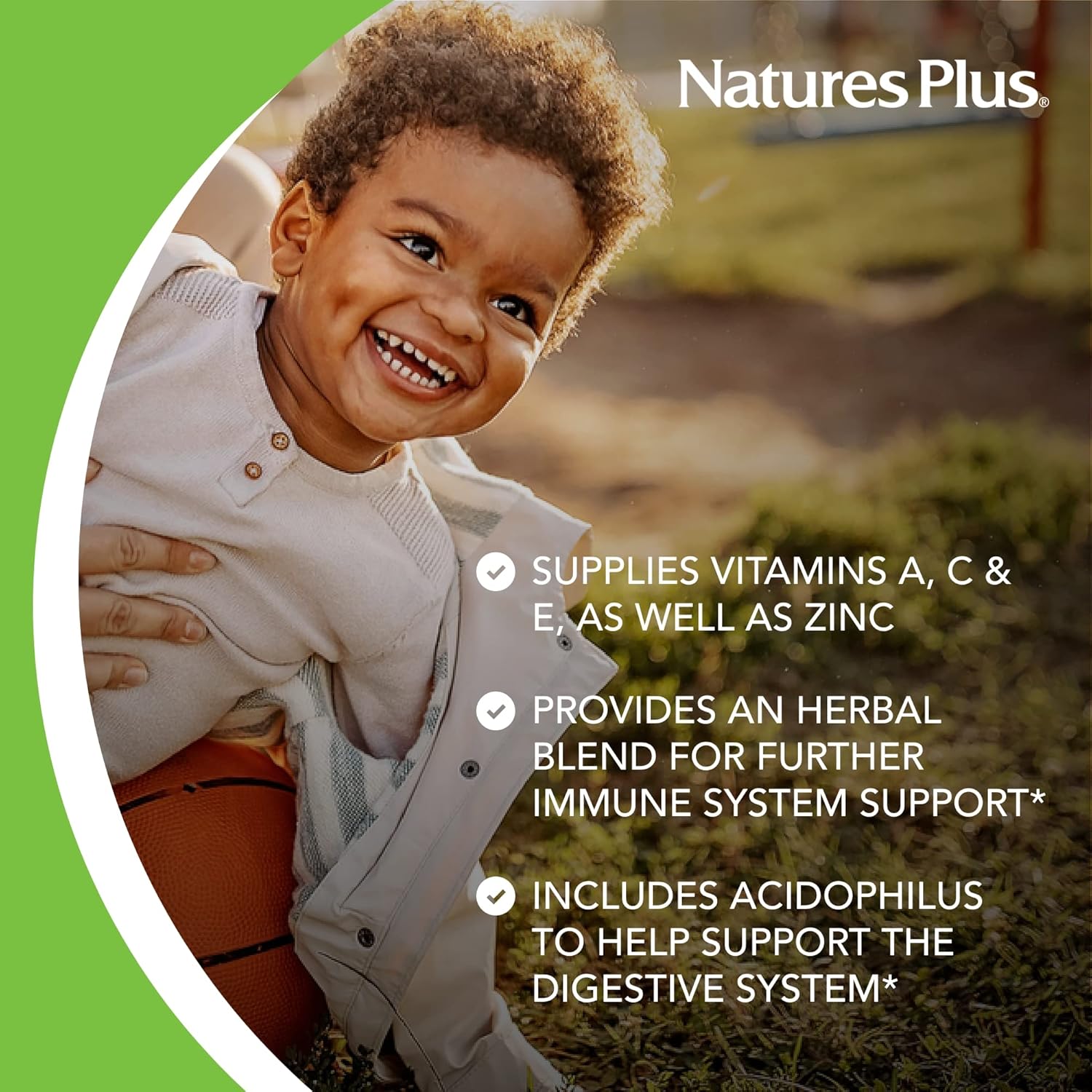 Natures Plus Animal Parade Immune Support Chewables - Tropical Berry Flavor - 90 Tablets - Gluten Free, Vegan - 45 Servings
