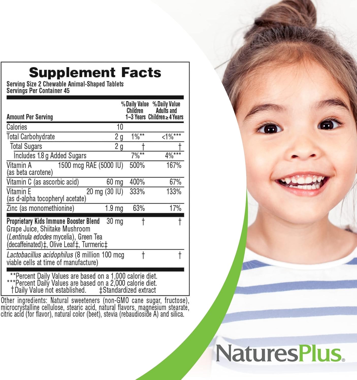 Natures Plus Animal Parade Immune Support Chewables - Tropical Berry Flavor - 90 Tablets - Gluten Free, Vegan - 45 Servings