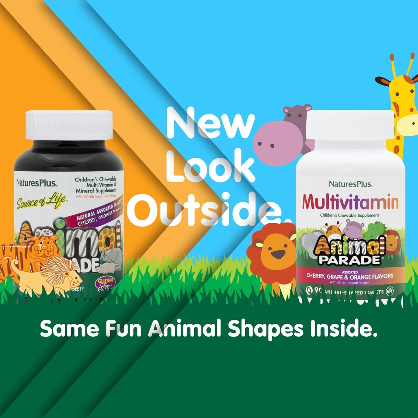 Natures Plus Animal Parade Kids Multivitamin - 180 Chewable Tablets - Natural Flavors - Vegan, Gluten-Free - 90 Servings
