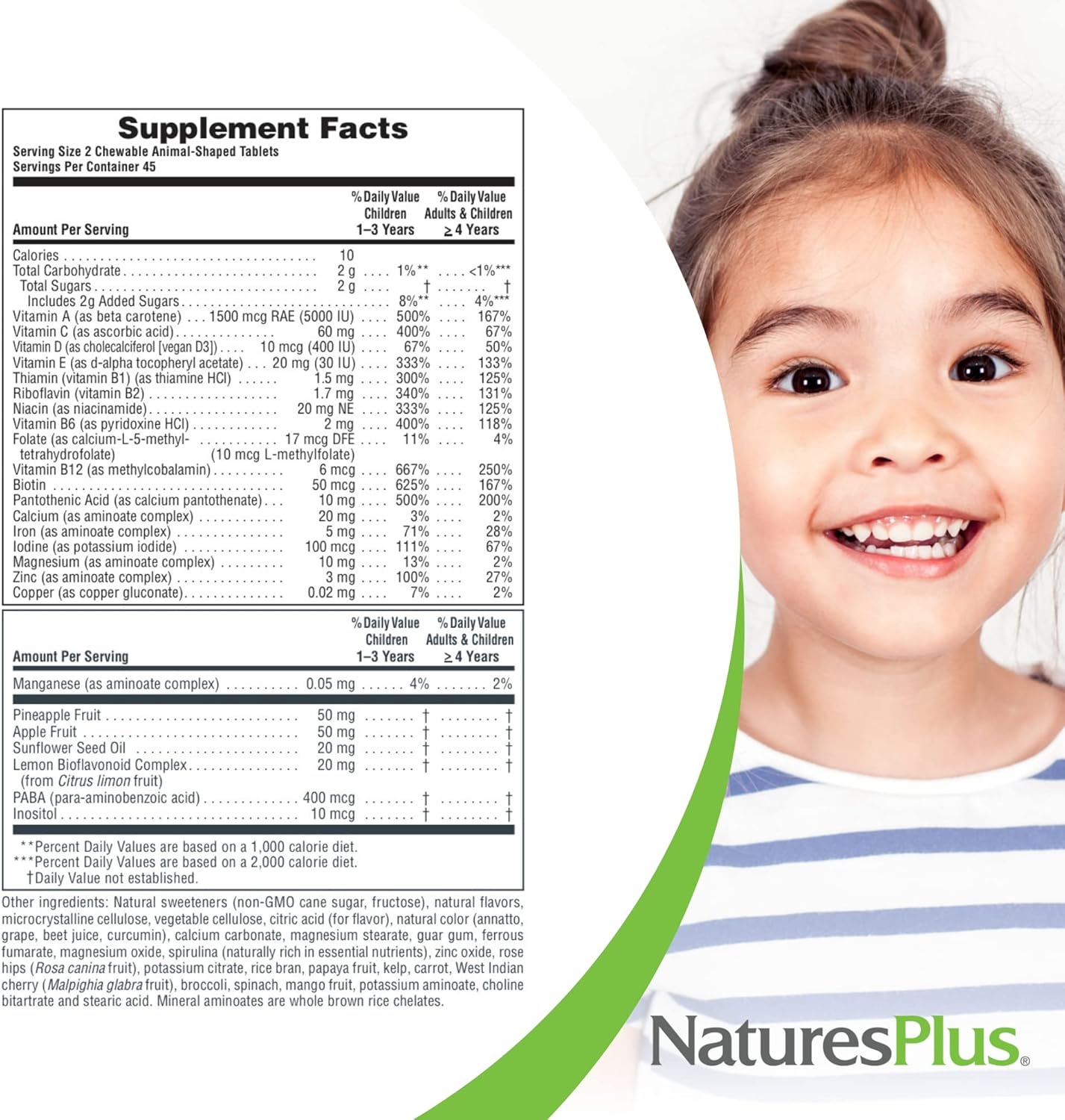 Natures Plus Animal Parade Kids Multivitamin - 180 Chewable Tablets - Natural Flavors - Vegan, Gluten-Free - 90 Servings