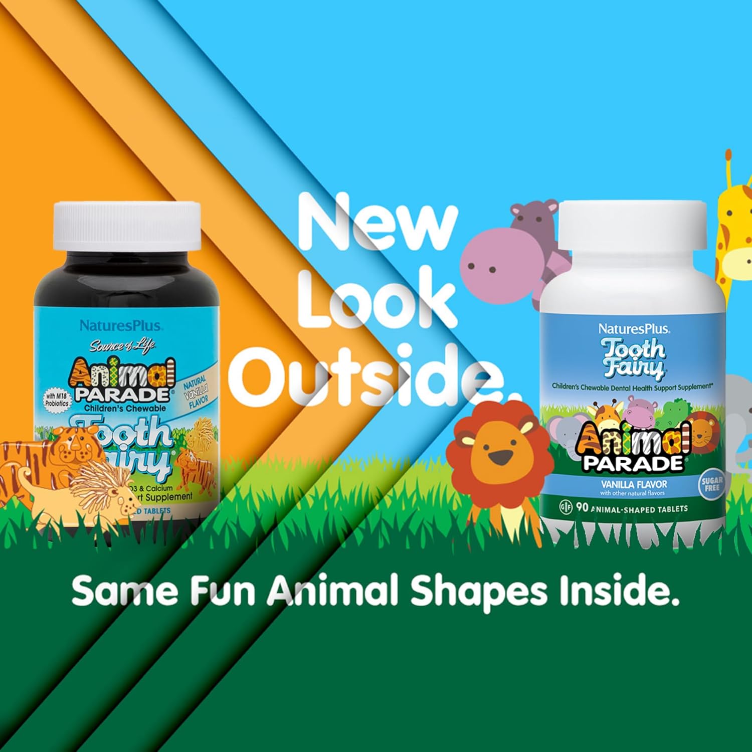 Natures Plus Animal Parade Tooth Fairy Children's Chewables - Natural Vanilla Flavor - 180 Tablets - Dental Health Supplement for Kids - Vegetarian & Gluten Free - BoostGo Australia