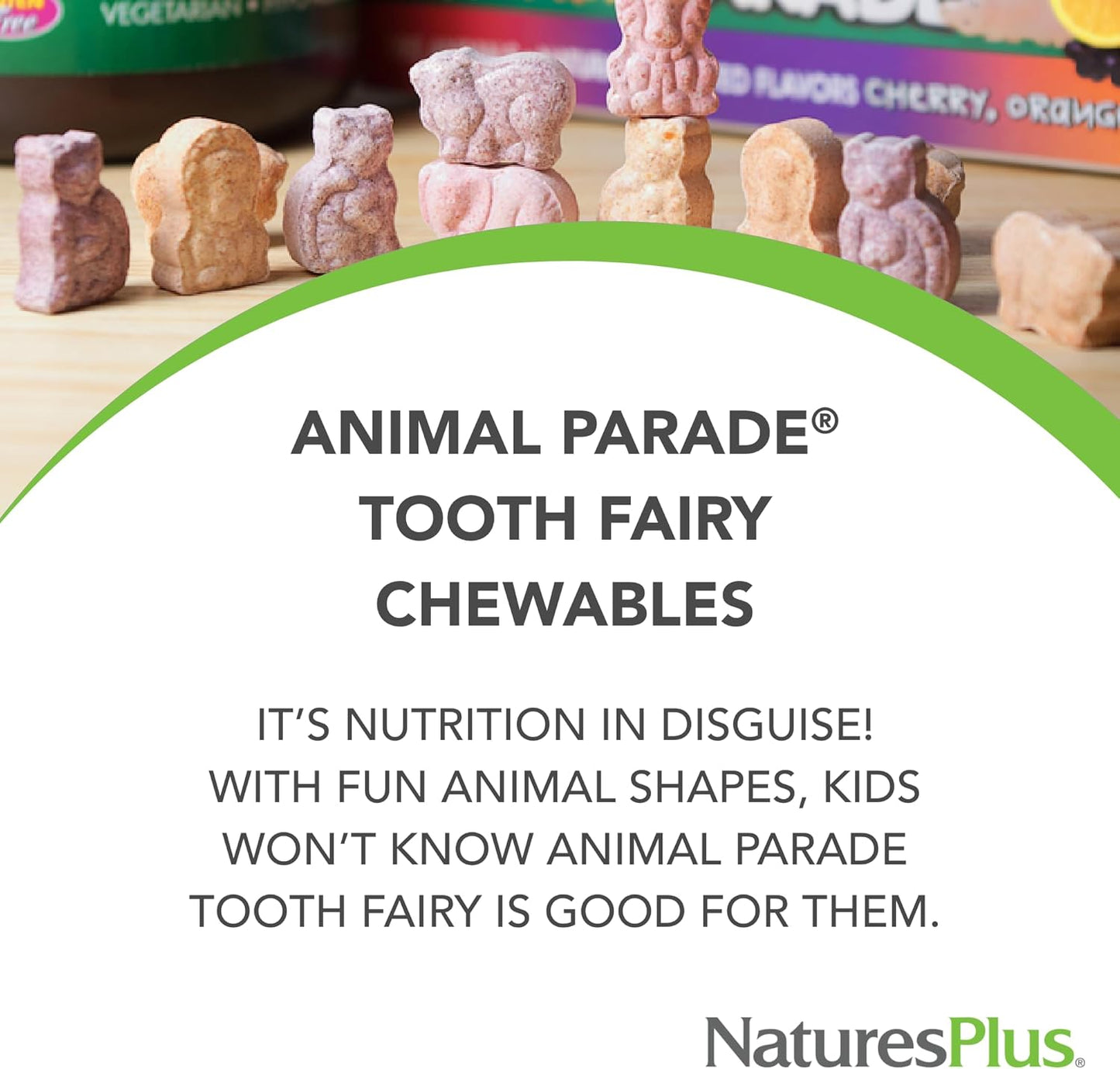 Natures Plus Animal Parade Tooth Fairy Children's Chewables - Natural Vanilla Flavor - 180 Tablets - Dental Health Supplement for Kids - Vegetarian & Gluten Free - BoostGo Australia