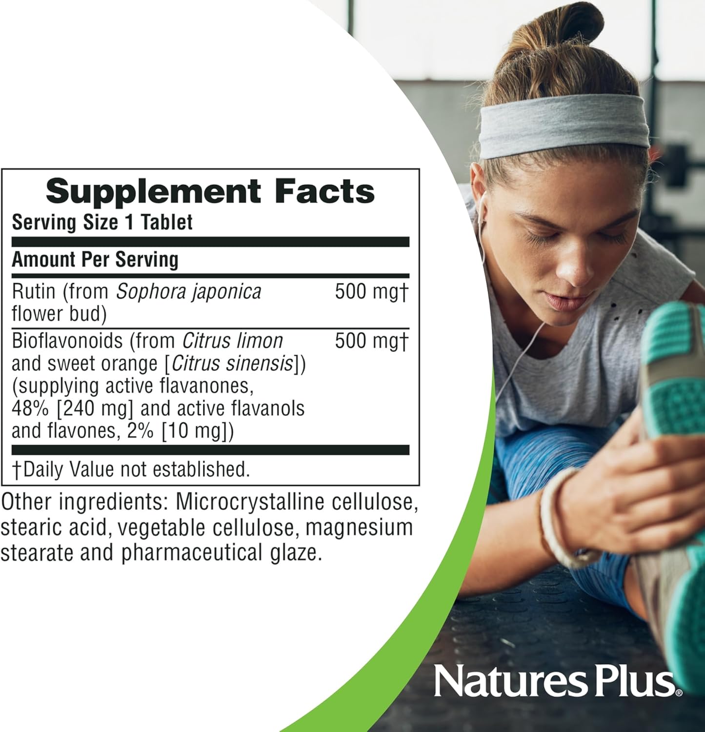 Natures Plus Biorutin 1000 mg Tablets - Bioflavonoid & Rutin Complex - Supports Vascular Function & Circulation - Vegetarian, Gluten Free