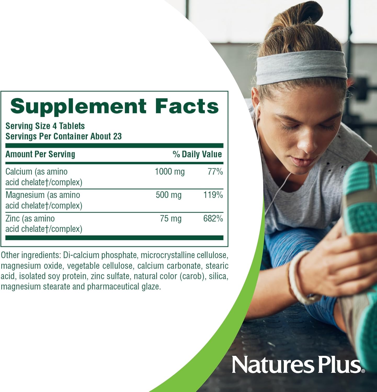 Natures Plus Cal Mag Zinc Tablets - 90 Count - Natural Mineral Supplement