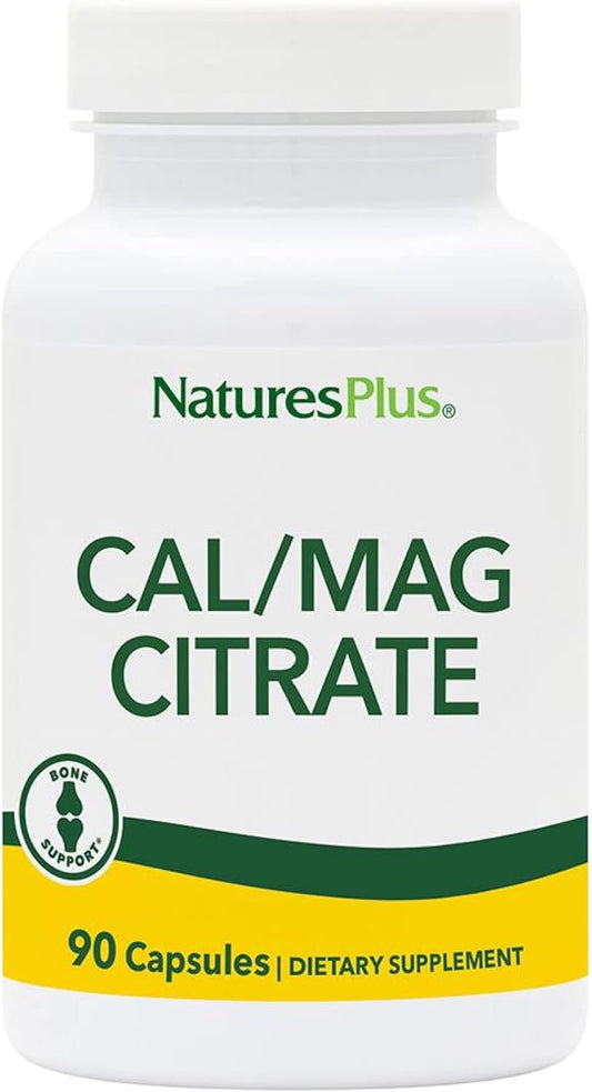Natures Plus Cal/Mag Citrate 90 Vegetarian Capsules - Supplement for Bone Health and Muscle Function
