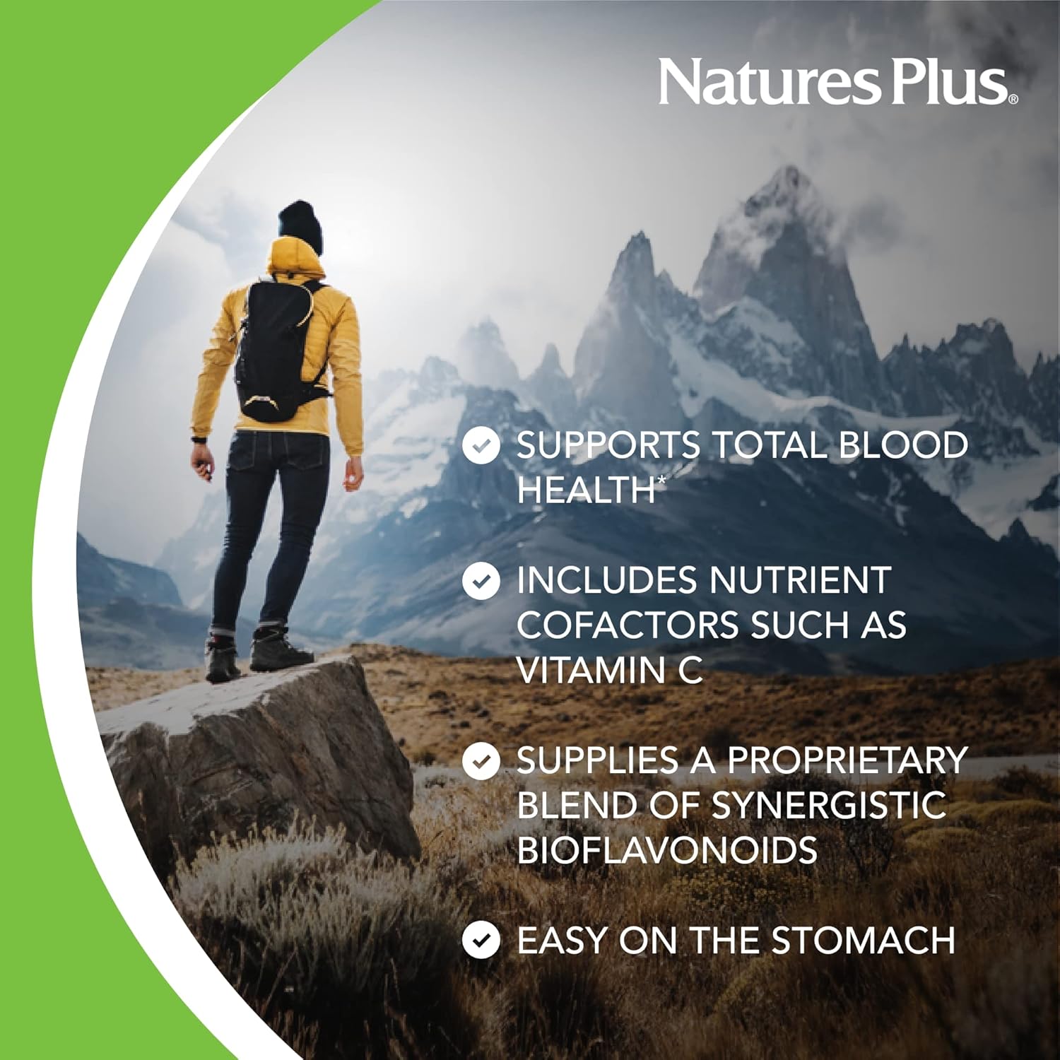 Natures Plus Hema-Plex Iron Mini-Tabs - 60 Count, 85mg Chelated Iron - Supports Blood Health with Vitamin C & Bioflavonoids - Vegan & Gluten Free - 30 Servings