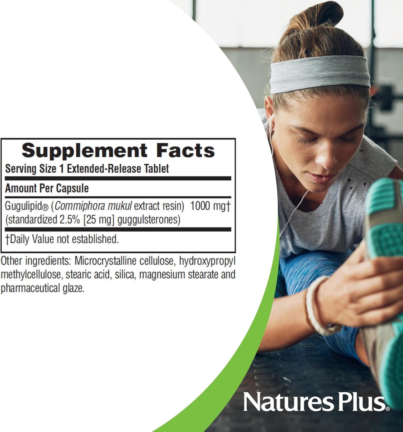 Natures Plus Herbal Actives Gugulipid Extended Release Tablets - 1000mg, 2.5% Guggulsterones - Vegan Ayurvedic Supplement - Gluten-Free