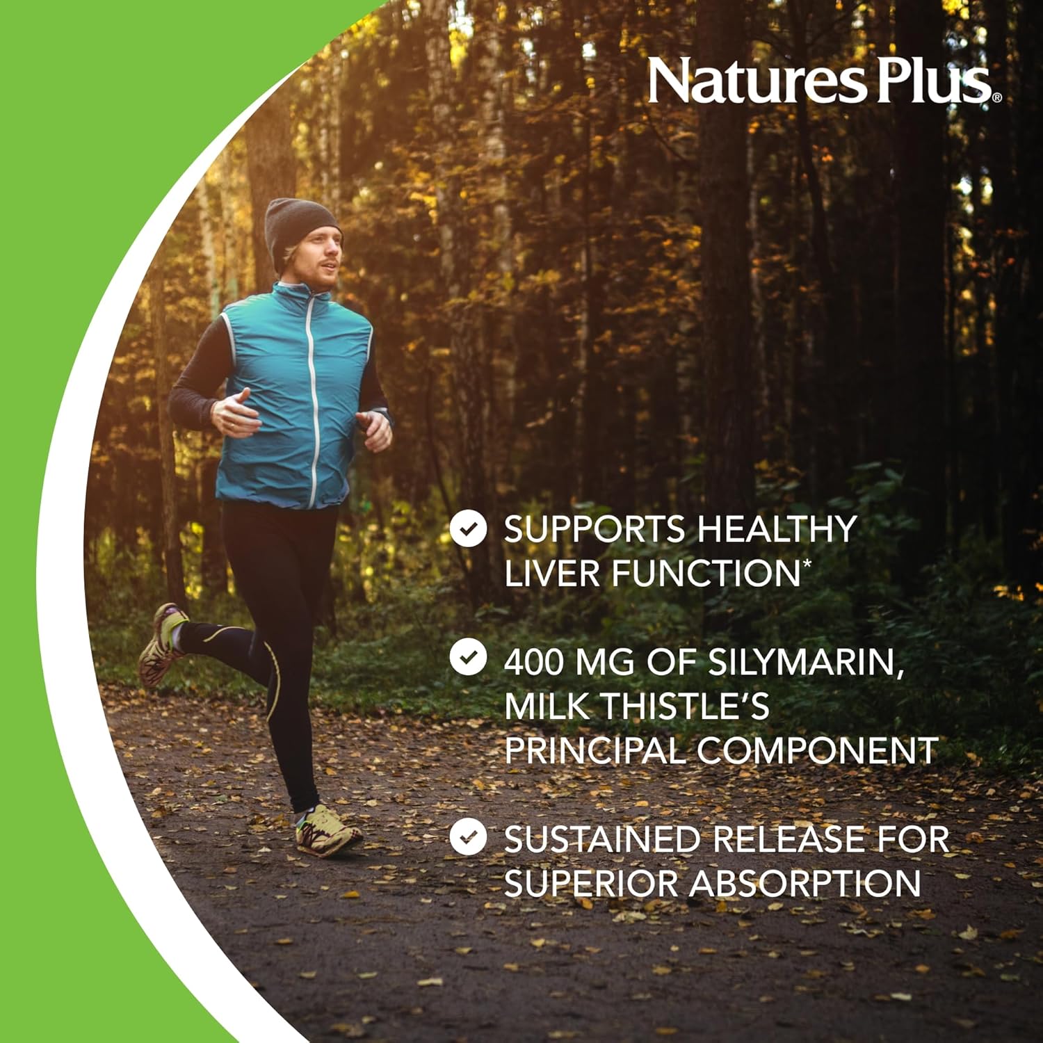 Natures Plus Herbal Actives Milk Thistle 500mg Extended Release - 80% Silymarin - 30 Vegetarian Tablets - Gluten-Free