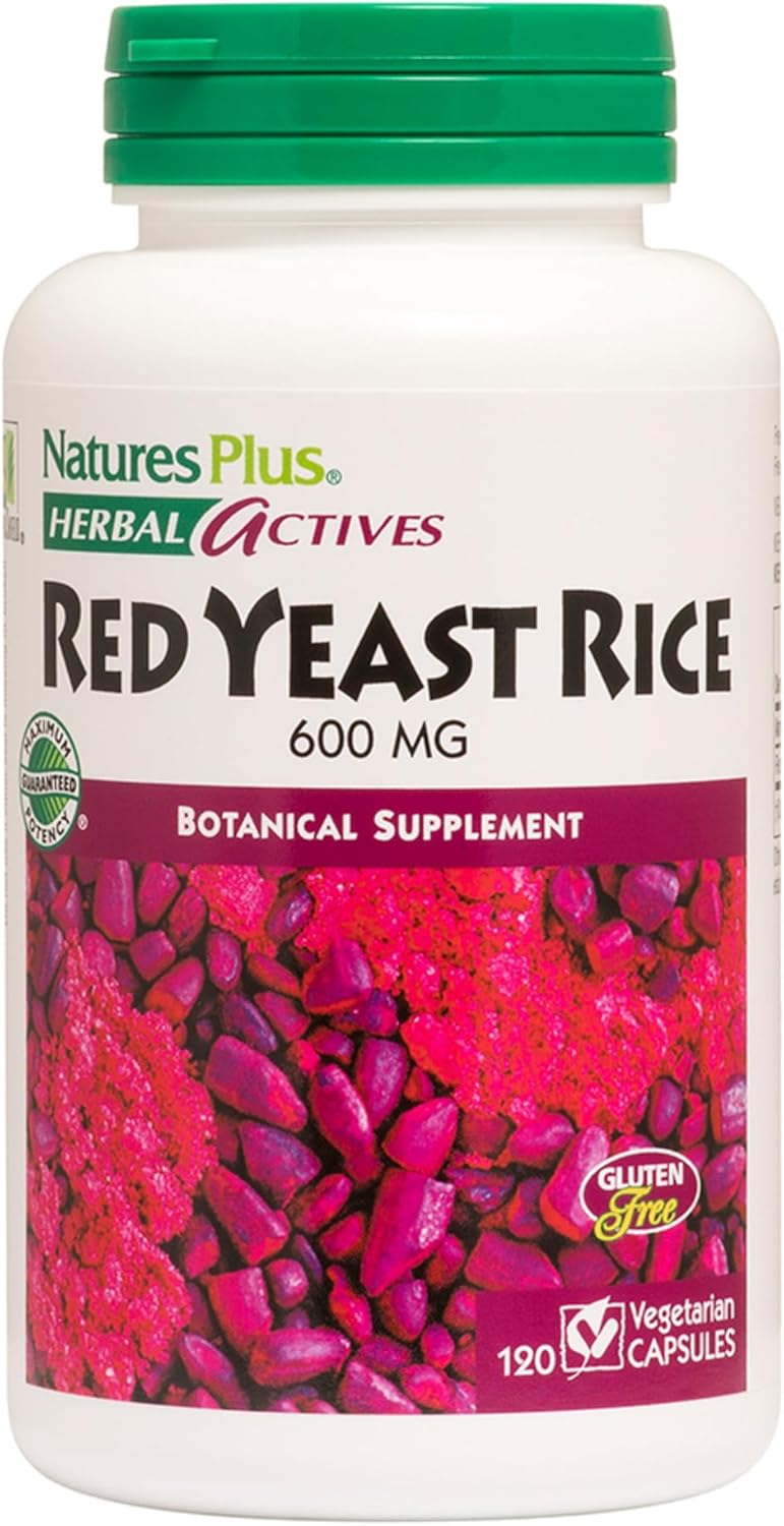 Natures Plus Herbal Actives Red Yeast Rice - 240 Vegetarian Capsules, Pack of 2 - Maximum Potency Gluten-Free Supplement