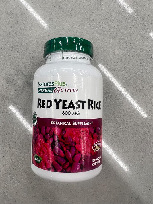 Natures Plus Herbal Actives Red Yeast Rice Capsules - 600mg, 120 Count, Vegan & Gluten-Free - 120 Servings