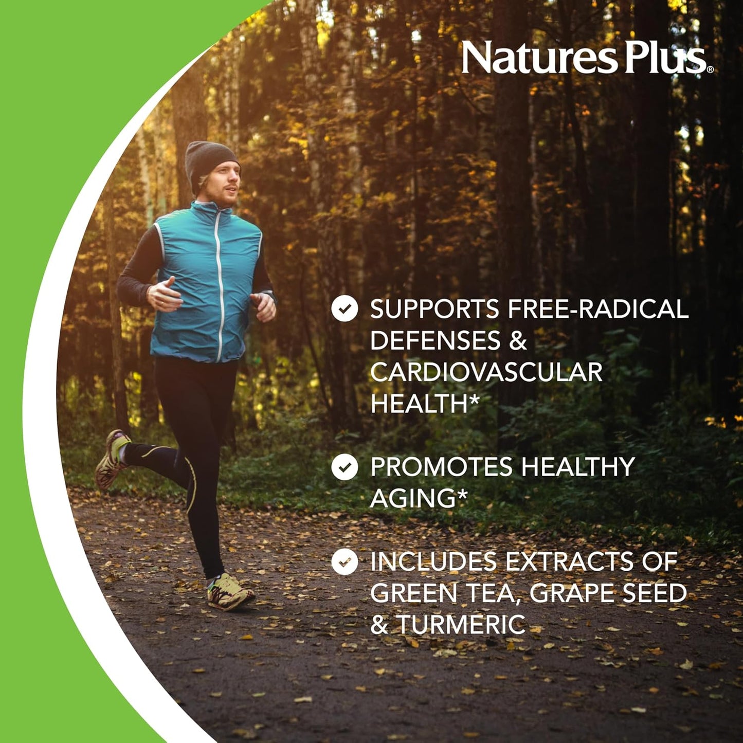 Natures Plus Herbal Actives Resveratrol 125mg Extended Release 120 Tablets - Vegetarian, Gluten-Free - 60 Servings