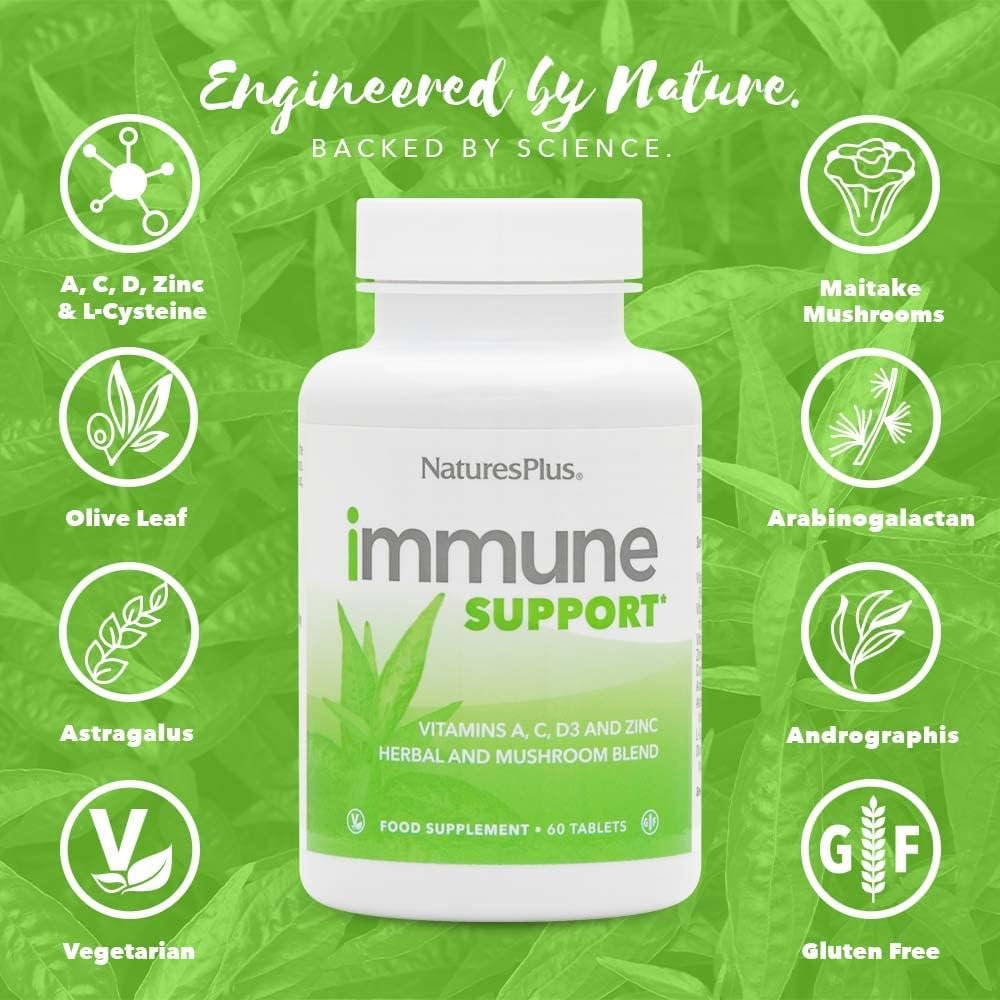 Natures Plus Immune Support Tablets - Daily Defense Complex with Vitamin A, C, D3, Zinc & Copper - Vegetarian & Gluten Free