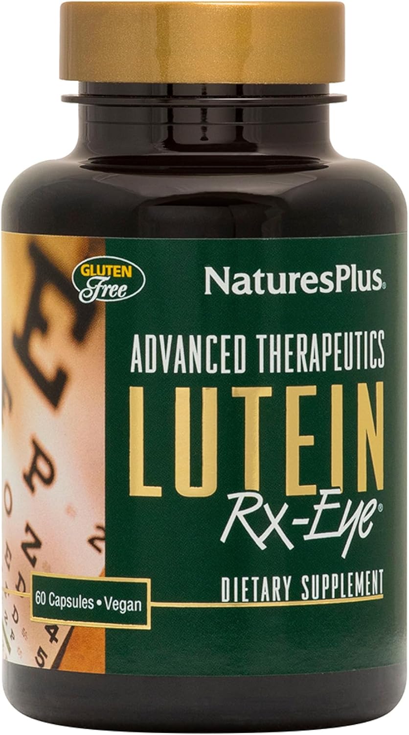 Natures Plus Lutein Rx-Eye Capsules - 20mg, 60 Vegetarian Capsules - Eye Health Support with Zeaxanthin - Antioxidant Formula - Gluten-Free