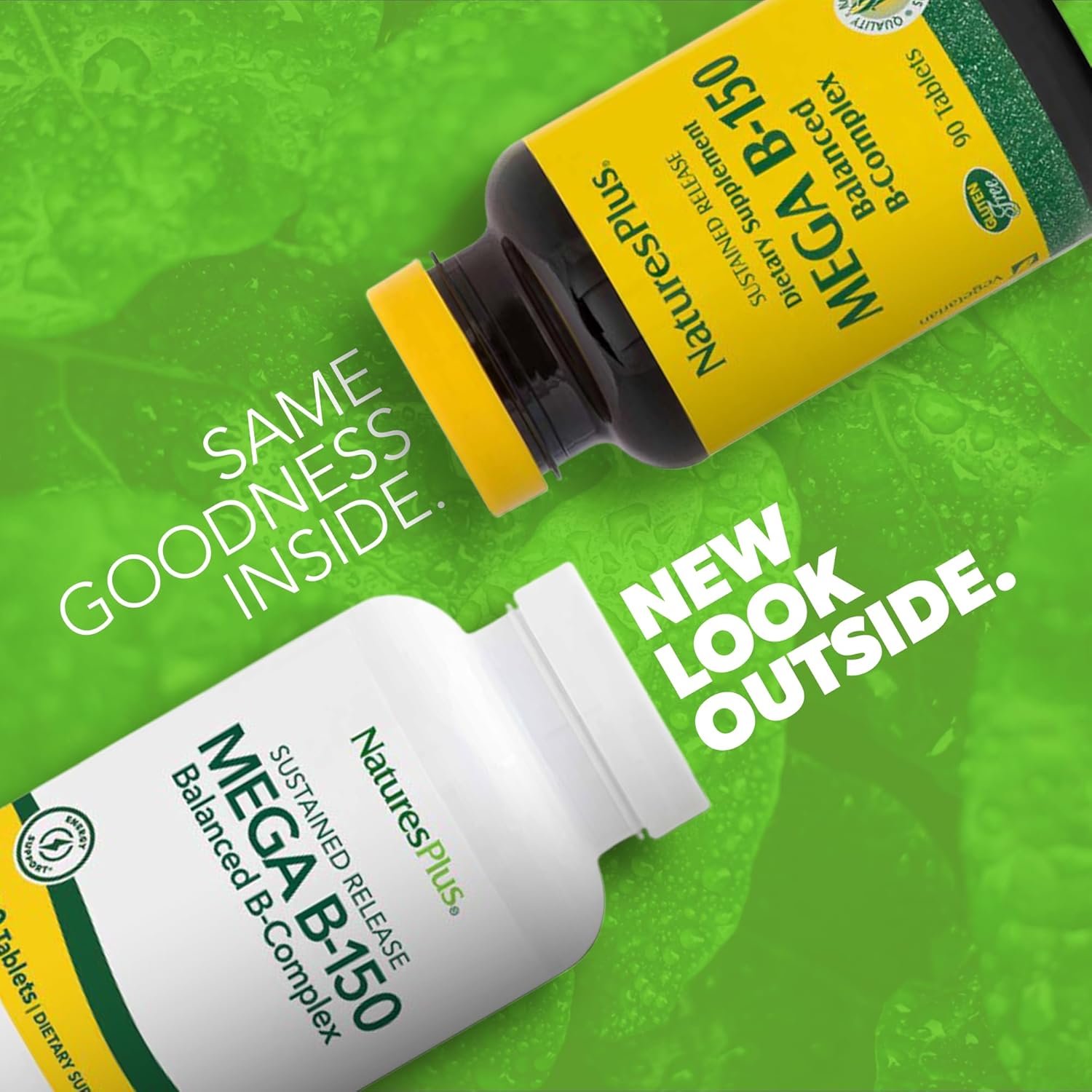 Natures Plus Mega B-150 Complex: 90 Sustained Release Vegetarian Tablets for Maximum Potency - Gluten Free Formula - 90 Servings