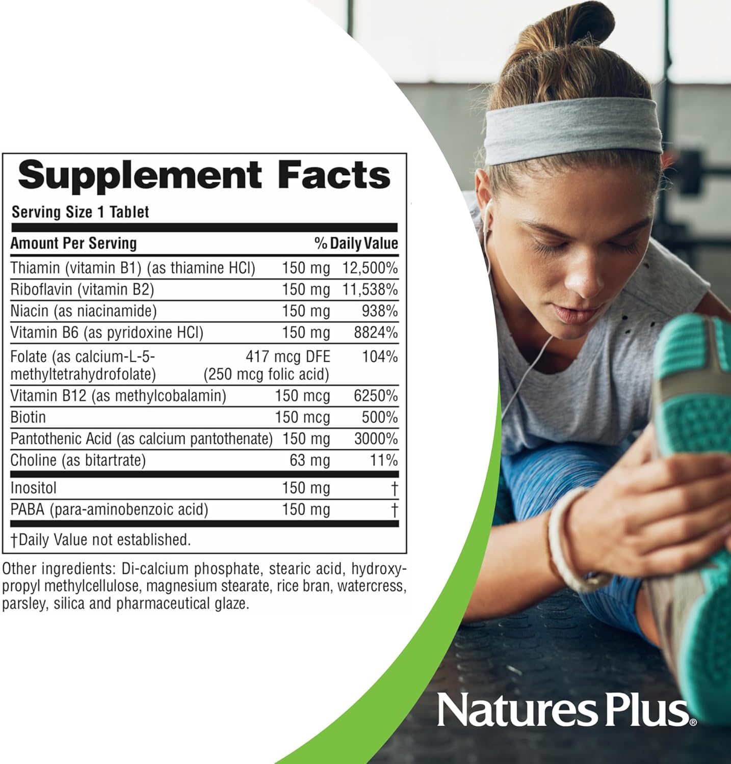 Natures Plus Mega B-150 Complex: 90 Sustained Release Vegetarian Tablets for Maximum Potency - Gluten Free Formula - 90 Servings