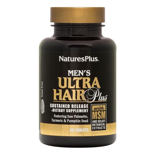 Natures Plus Men's Ultra Hair Plus - 60 Tablets, All-Natural Hair Growth Supplement, Gluten-Free, Promotes Fuller, Healthier Hair