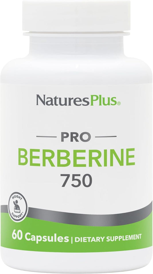 Natures Plus PRO Berberine Capsules 750mg - 60ct - Supports Metabolism - Non-GMO, Vegan, Gluten-Free - 30 Servings