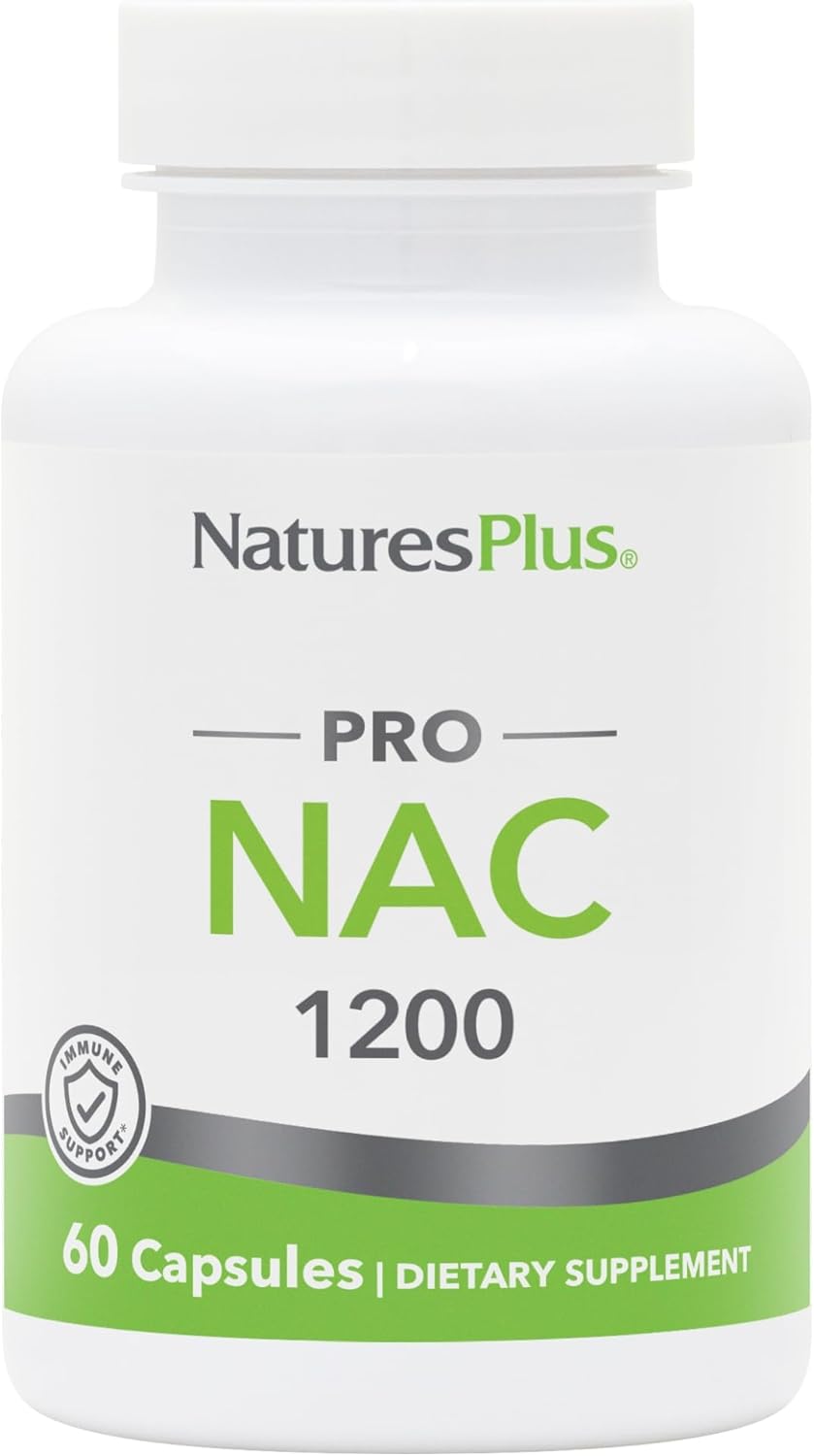 Natures Plus PRO NAC 1200 mg Capsules - Supports Glutathione - Non-GMO, Vegan, Gluten Free - 30 Servings