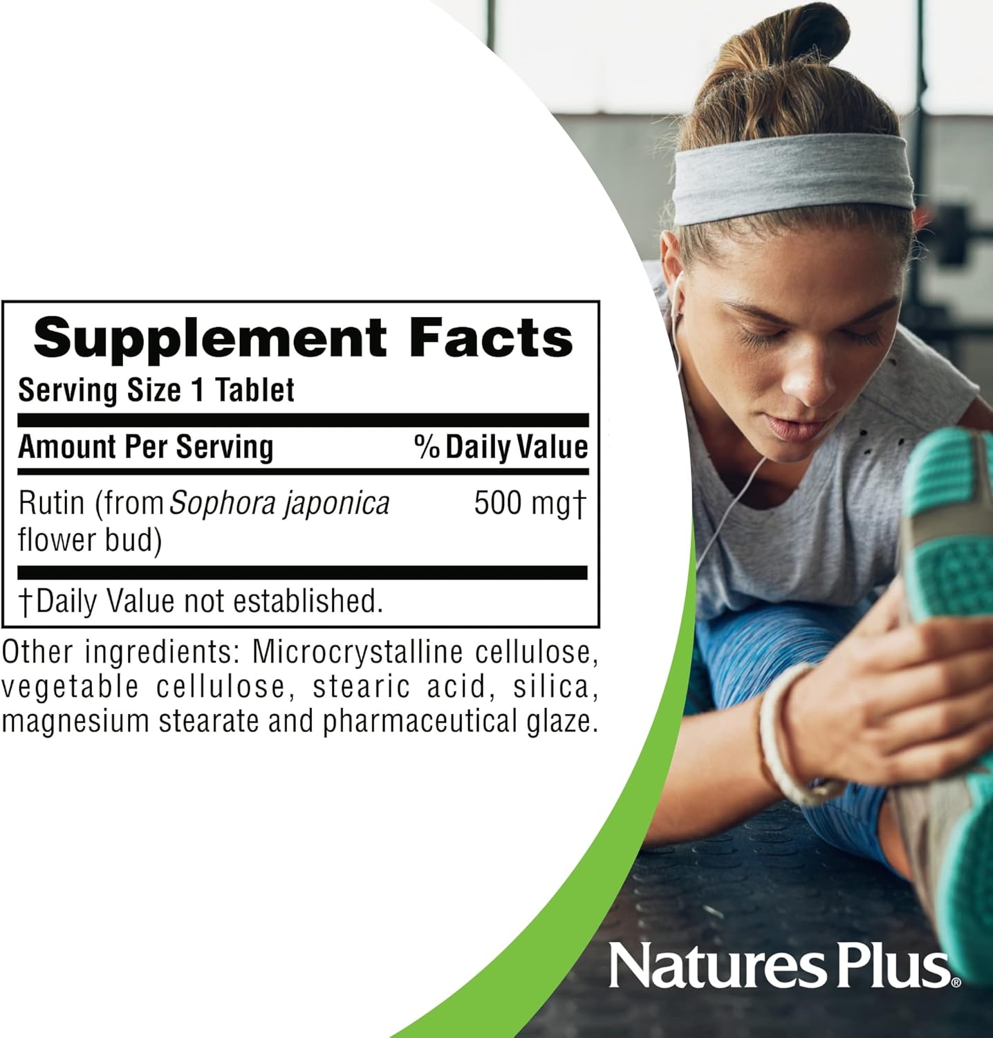 Natures Plus Rutin 500mg Vegetarian Tablets - Vascular & Blood Health Supplement - Healthy Capillaries - Antioxidant - Gluten-Free