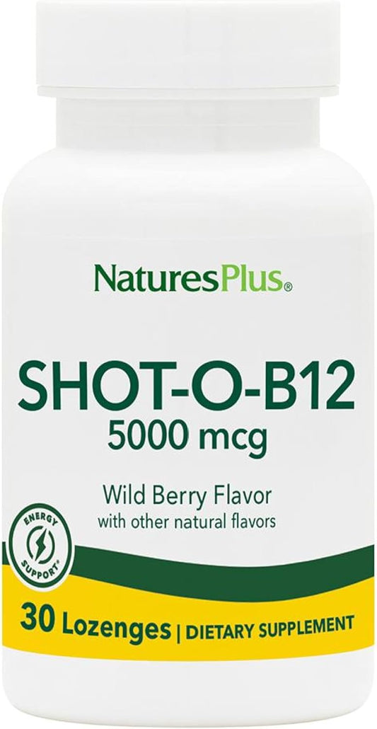 Natures Plus Shot-O-B12 Lozenges Wild Berry - 5000 mcg - 30 Count