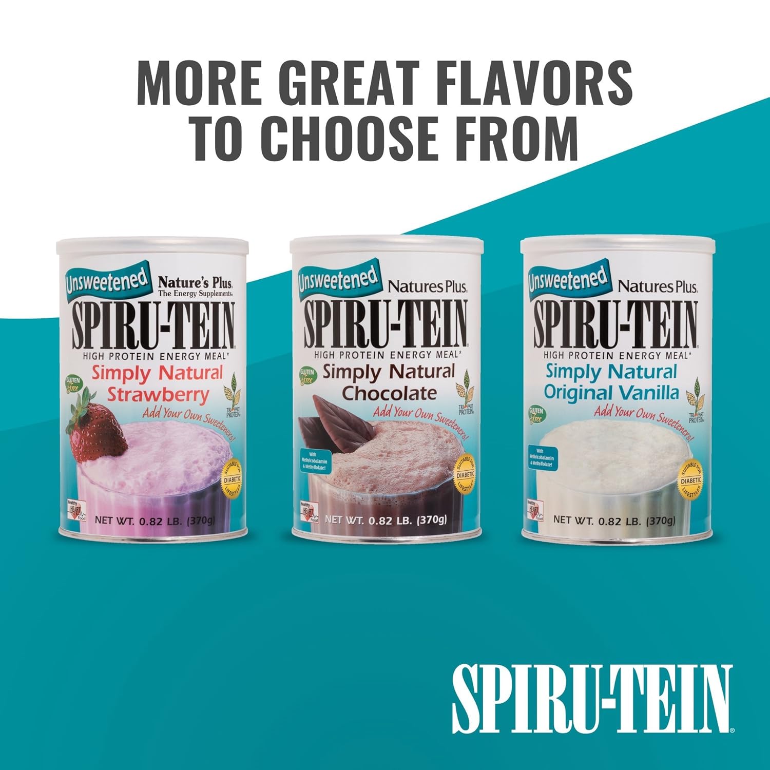 Natures Plus Simply Natural Unsweetened Chocolate Protein Powder - Meal Replacement for Diabetic Lifestyle - Vegetarian - 16 Servings - Natural Energy Boost