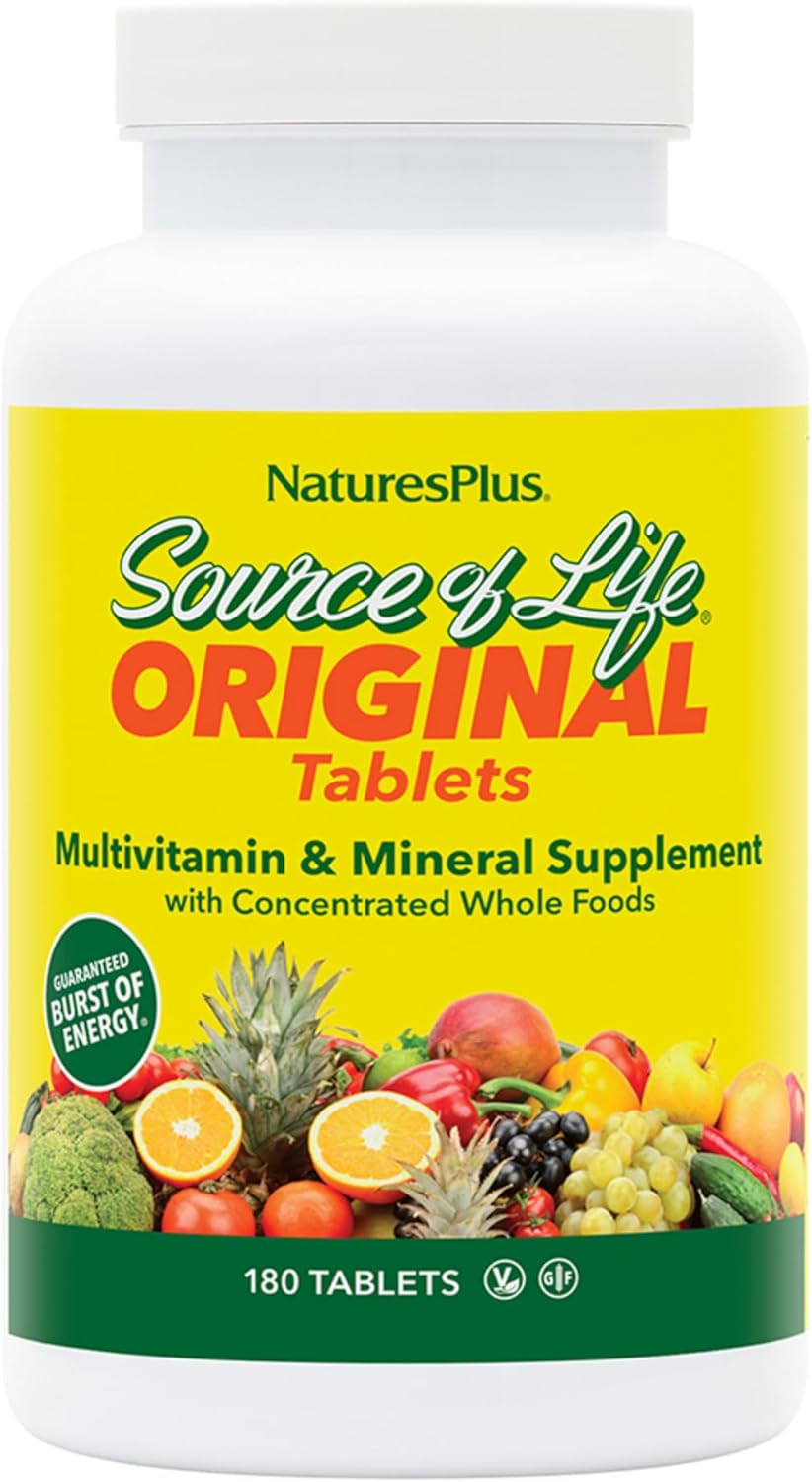 Natures Plus Source of Life 540 Tablets - Multi-Vitamin & Mineral Supplement for Energy & Well-Being - Gluten Free, Vegetarian - 180 Servings x3