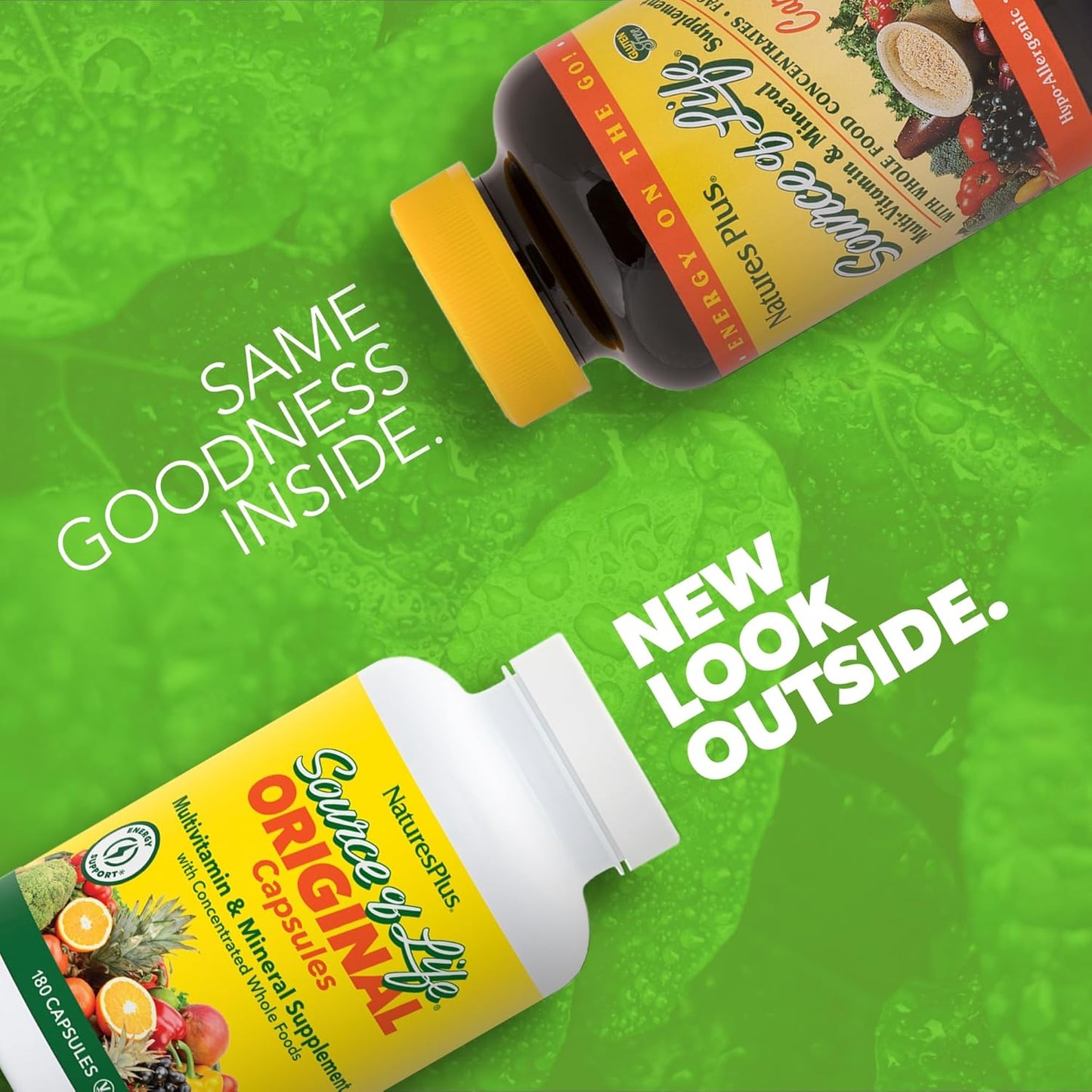 Natures Plus Source of Life Capsules: Multivitamin & Mineral Supplement for Energy & Well-Being - 180 Capsules, Gluten-Free, Vegetarian - 60 Servings